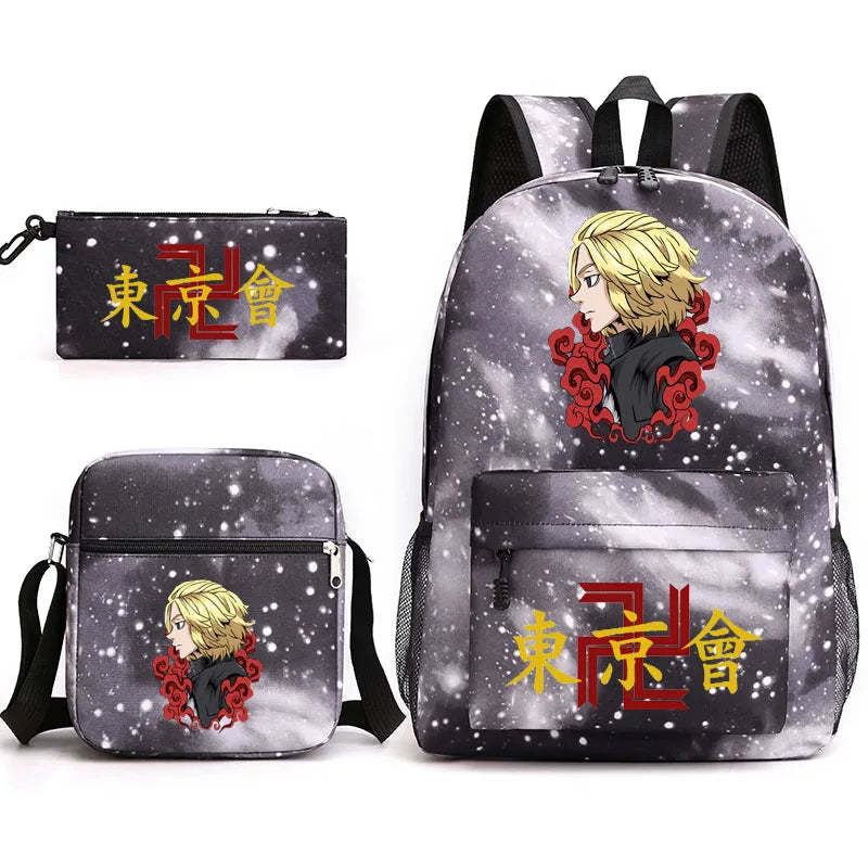 Tokyo Revengers Printed Backpack Teen Bag Canvas School Bag Boys and Girls 3 Pie