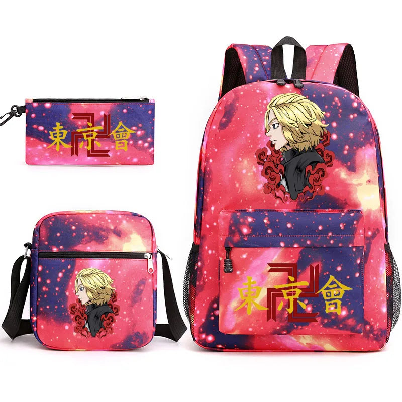 Tokyo Revengers Printed Backpack Teen Bag Canvas School Bag Boys and Girls 3 Pie