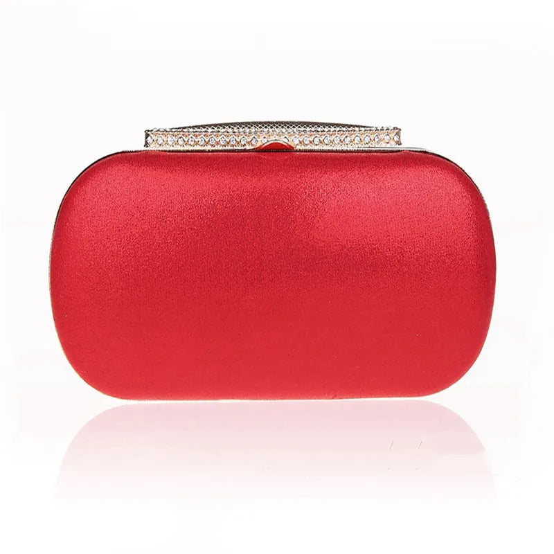 Velvet Crystal Silk Evening Bag Clutch Black/Red Tote Handbag