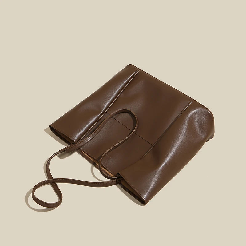 Vintage Large Capacity Women Messenger Bag Soft Leather 2pcs Set