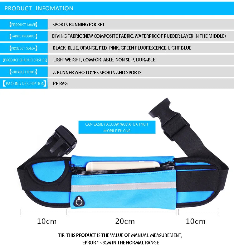 Waterproof Waist Bag Running Phone Holder Gym Women Cycling Belt