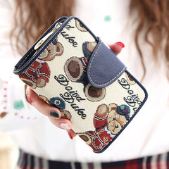 Women Wallet Cartoon Bear Folding Multi-function Zero Wallet