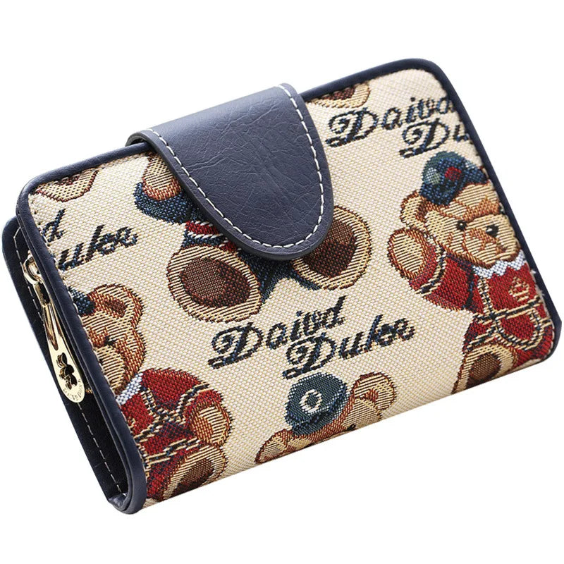 Women Wallet Cartoon Bear Folding Multi-function Zero Wallet