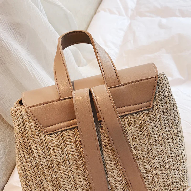 Women Small Backpack Purse PU Weave Mori Girl