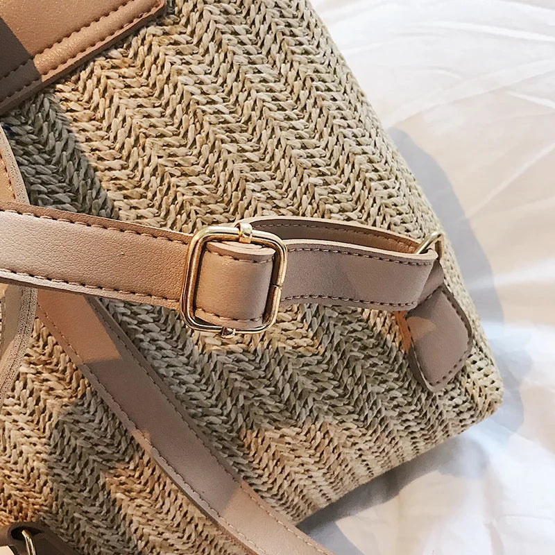 Women Small Backpack Purse PU Weave Mori Girl