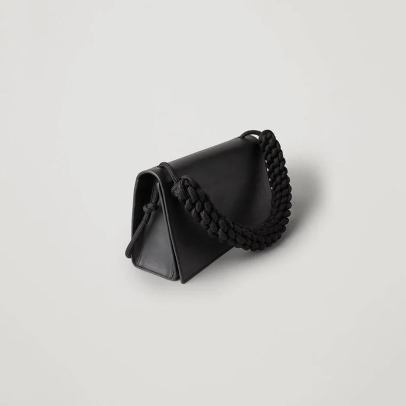Vintage PU Satchel with Weave Handle and Zipper