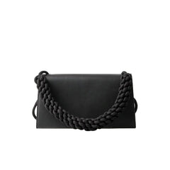 Vintage PU Satchel with Weave Handle and Zipper