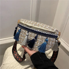 Ethnic Tassel Shoulder Bag Women Purse Mobile Phone Bag