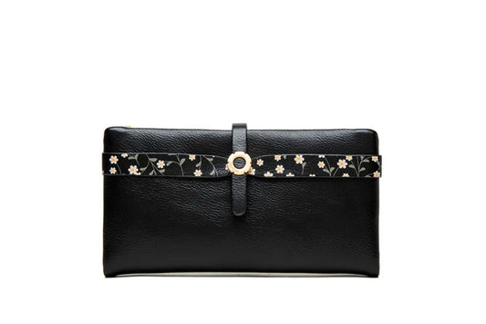 Women's Long Wallet and Pu Zipper Buckle Folding Handbag Wallet