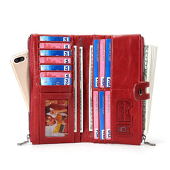 Women's RFID Leather Clutch Wallet for Phone/Cards