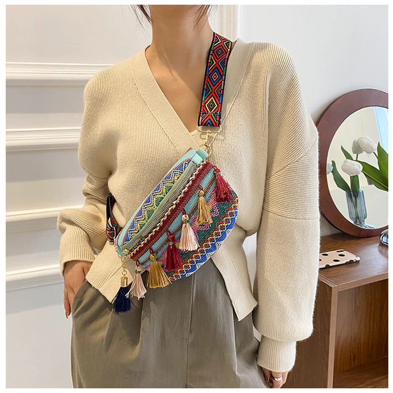 Women's Chest Bag National Women Shoulder Bag Fanny Pack