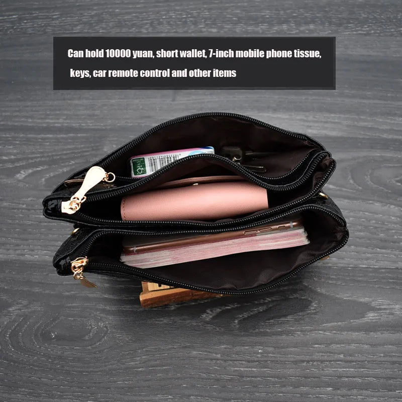 Women's 4-Zipper Long Clutch Bag Retro Leather Purse