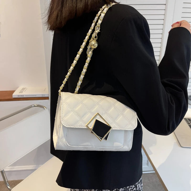 Women Shoulder Crossbody Chain Bag Large Capacity Handbags PU Leather Shopping B