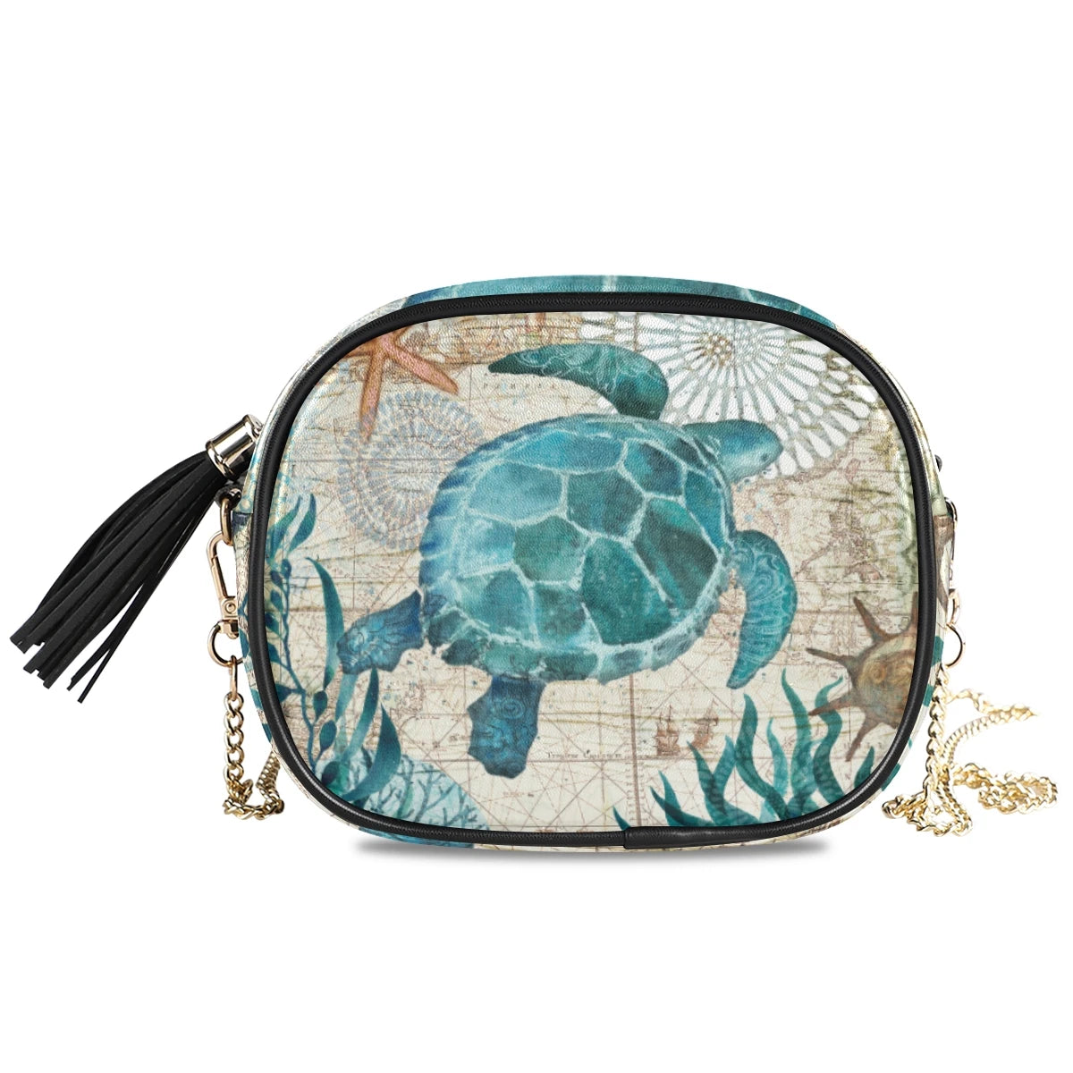 Women Small Messenger Bag Dolphins Retro Tassel Handbag Female Zipper Crossbody