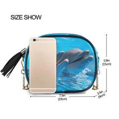 Women Small Messenger Bag Dolphins Retro Tassel Handbag Female Zipper Crossbody