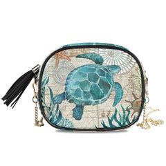 Women Small Messenger Bag Dolphins Retro Tassel Handbag Female Zipper Crossbody