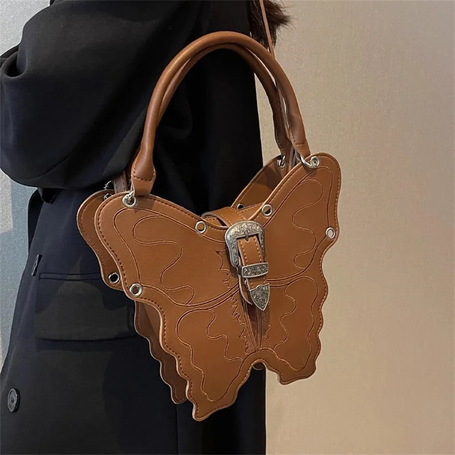 Y2K Retro Butterfly Leather Shoulder Bag Handbag Phone Wallet