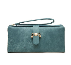 Women's Long Wallet Zipper Card Bag with Wrist Strap