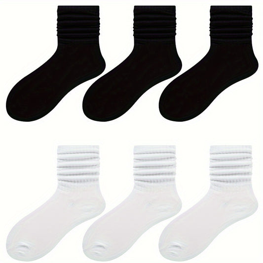 6 Pairs Comfy Breathable Solid Socks Women's Stockings Hosiery