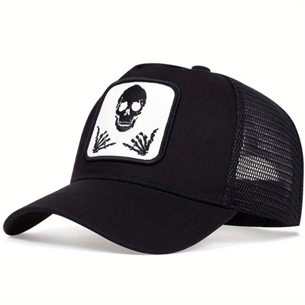 Unisex Sunshade Skull Head Embroidery Baseball Cap