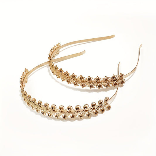 Baroque Bridal Leaf Shape Head Hoop Alloy Headband Wedding Hair Accessories