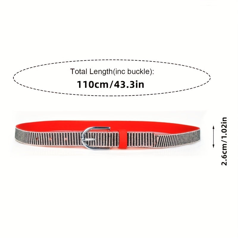 Sparkly Rhinestone PU Belt Hip Hop Waistband Striped Pattern