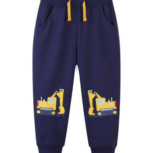 Boys Construction Car Embroidered Jogger Sweatpants