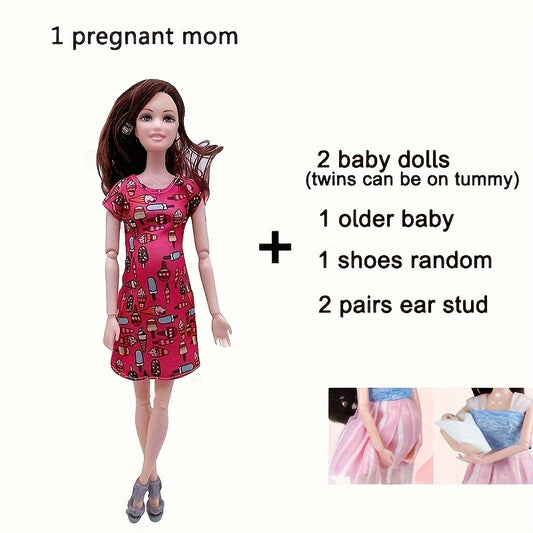 8 inch H Pregnant Belly Doll with 3 Babies