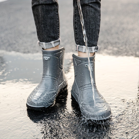 Women's Gray Rain Boots Anti-skid Waterproof Slip On Shoes