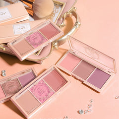 3-Piece Natural Nude Tone Blush & Highlighter Set