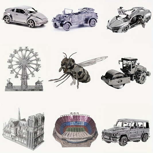 Metal Construction Toy Car Models 3D Puzzle Building Set
