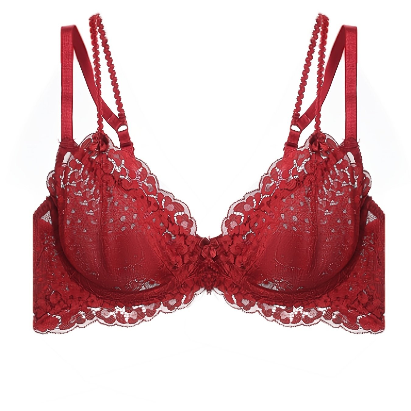 Floral Lace Unlined Bra Romantic Hollow Out Stretch Bra Women's Lingerie