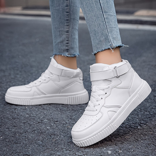 Women's Lace Up High Top Board Shoes Soft Sole Platform Sneakers