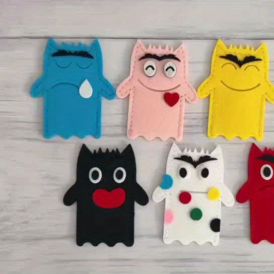 7pc Emotional Monster Plush Hand Puppets DIY Material Pack Fun Dura