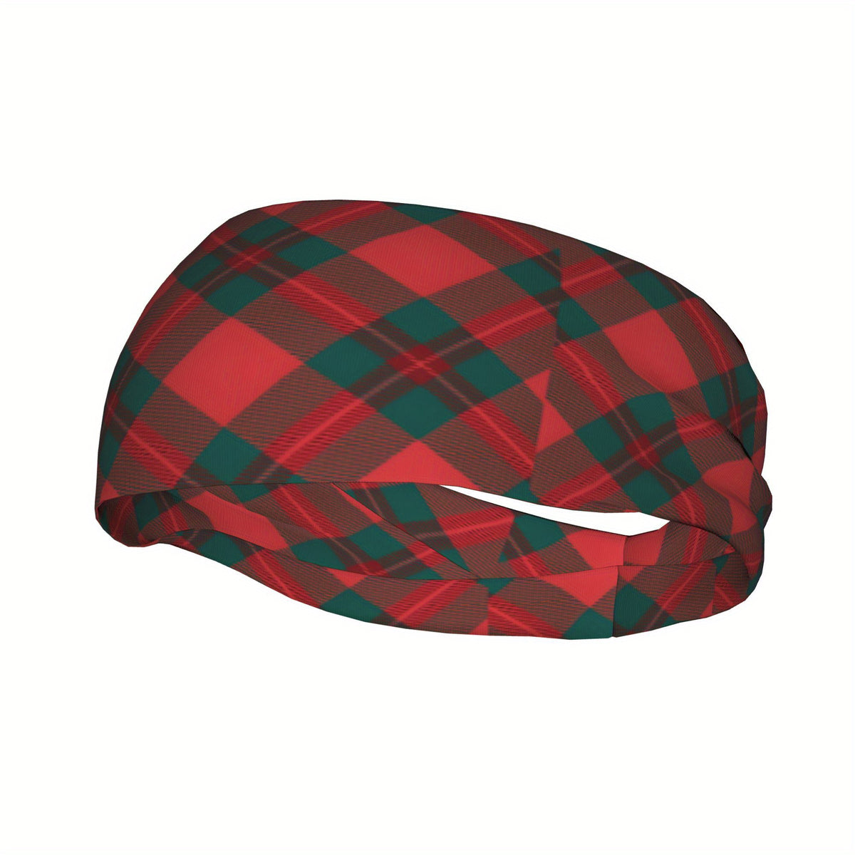 Vintage Plaid Headband Red Checkered Pattern Soft Fabric Adjustable Ear Loops
