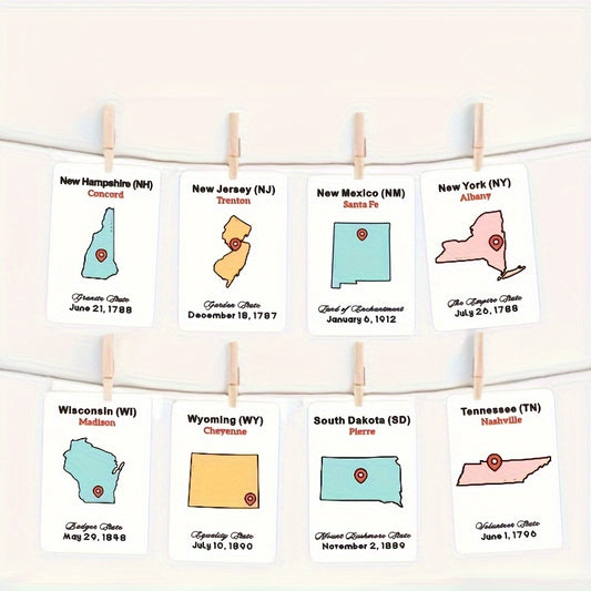 US States & Capitals Flashcards Set - Educational Geography Learning Tool