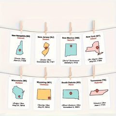 US States & Capitals Flashcards Set - Educational Geography Learning Tool