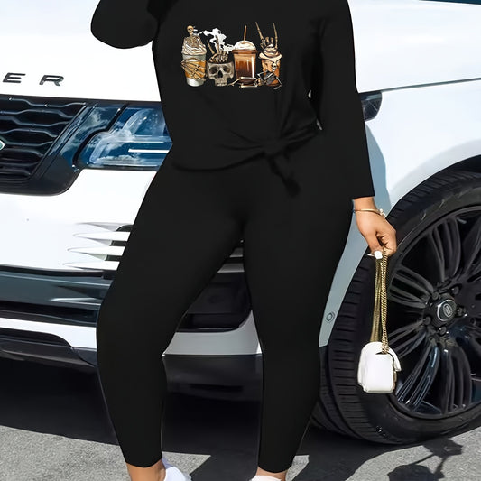  Halloween 2 Piece Set Women's Graphic Print Top & Leggings
