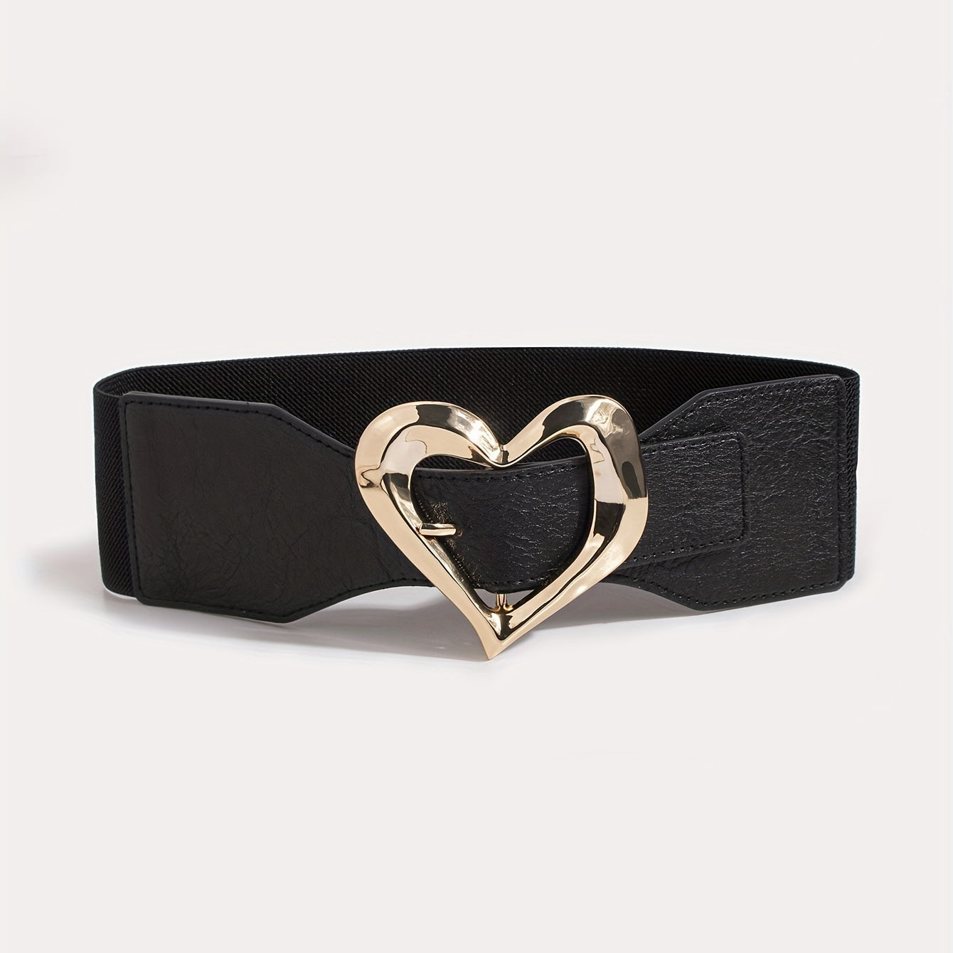 Heart Buckle Elastic Wide Belt Solid Waistband Women Decorative Girdle