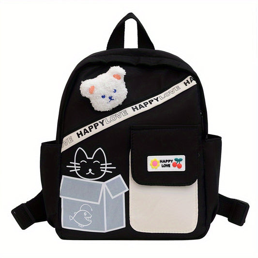 Plush Cat Cartoon Backpack Lightweight Travel Nylon Schoolbag