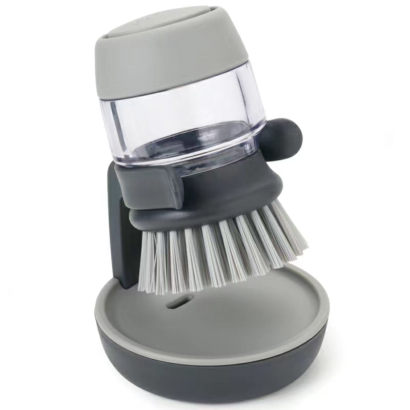 Soap Dispensing Dish Scrub Brush with Drip Tray - Effortless Cleaning