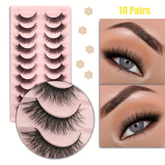 10 Pairs Faux Mink Lashes Natural Look Cat Eye False Eyelashes