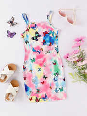 Girls Butterfly Tie Dye Cami Dress for Party Holiday