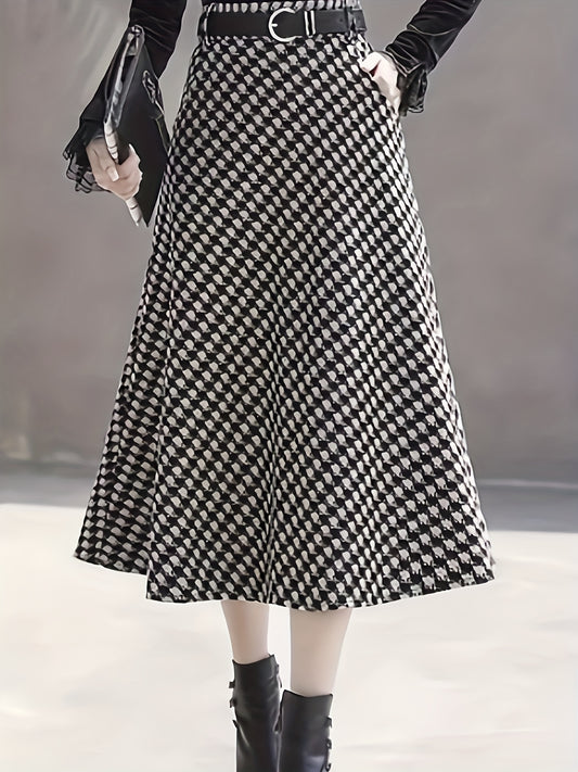  Allover Print High Rise A-line Maxi Skirt With Pockets