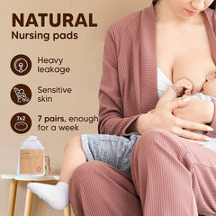 Organic Bamboo Nursing Pads 14 Washable Breastfeeding Pads with Wash Bag