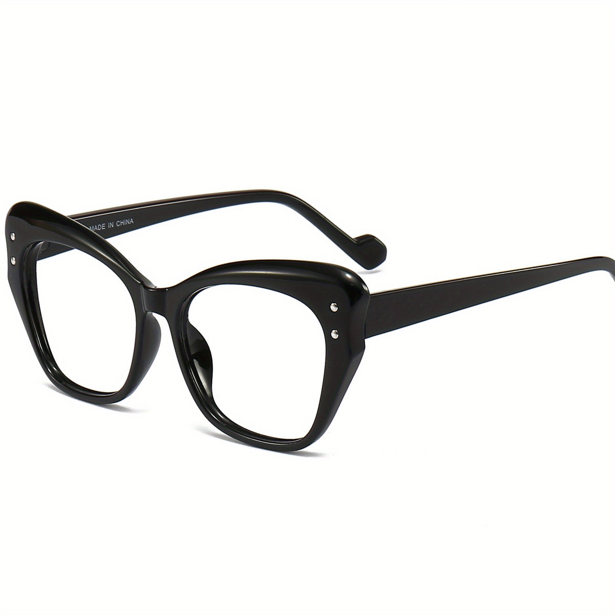 Retro Jelly Rivet Cat Eye Square Clear Lens Computer Glasses