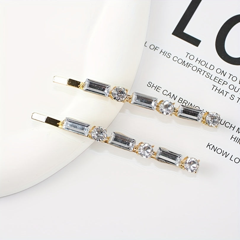 4pcs Rhinestone Hairpin Long Hair Clip for Women Girls