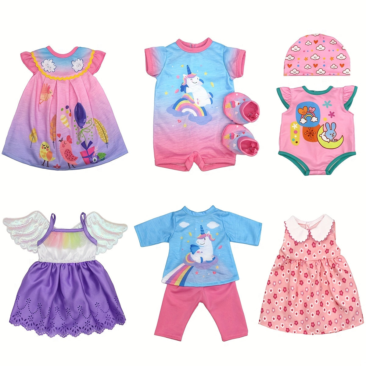 Doll Clothes 16-18in 40 Pcs Multiple Styles Wings Series Holiday and Birthday Ac