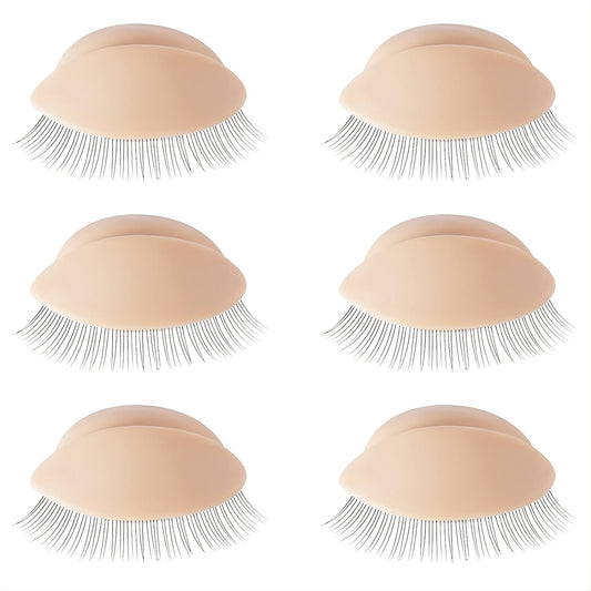 3 Pairs Mannequin Head Eyelash Extension Training Kit with Replacement Eyelids