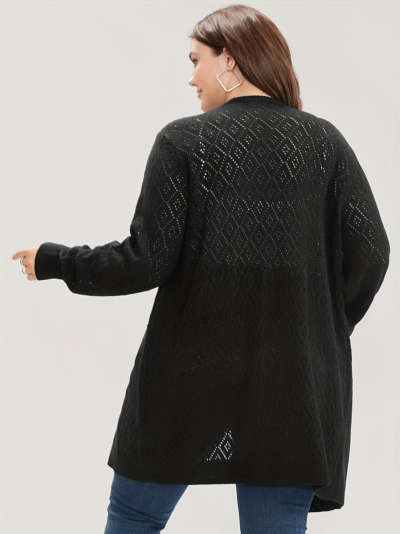  Eyelet Embroidered Open Front Cardigan